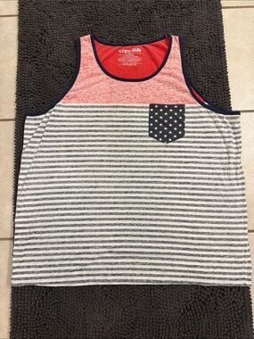 Fifth Sun Red, Navy & White Striped Tank with Star Pocket